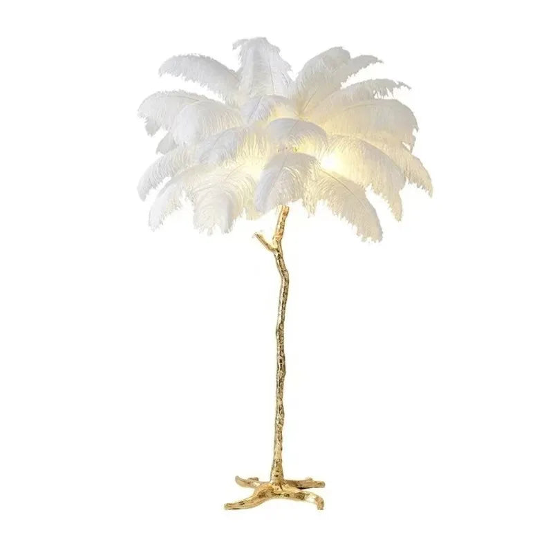 Lampadaire Led moderne en plumes d'autruche