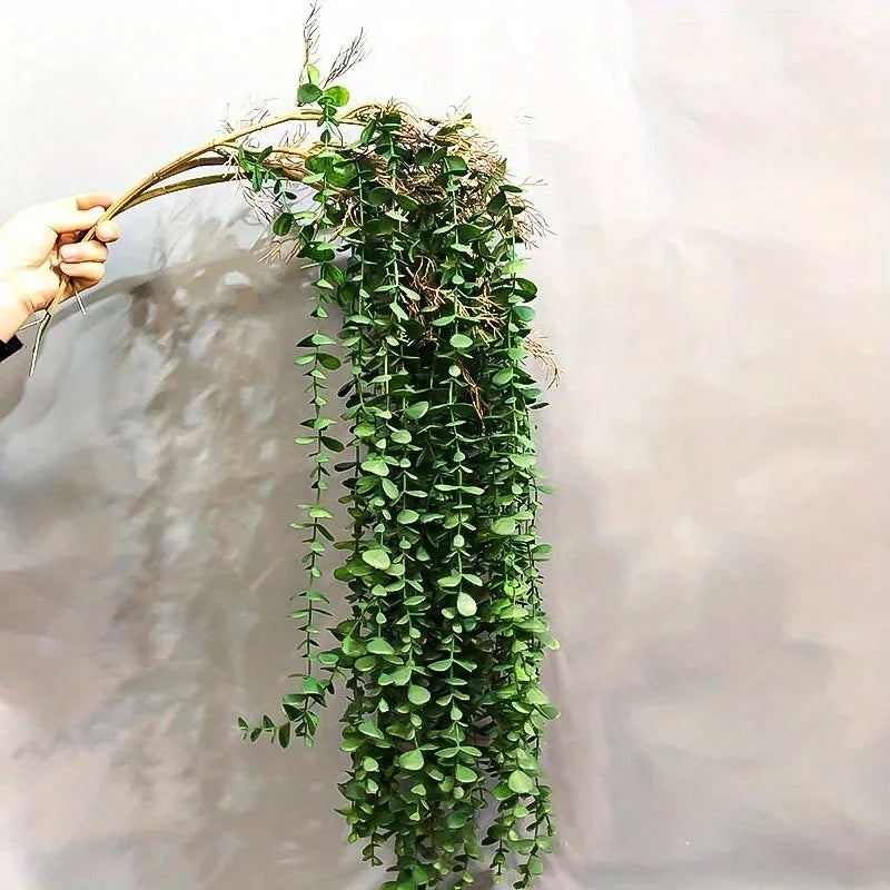 Plante artificielle en rotin et eucalyptus avec branches et feuilles en plastique