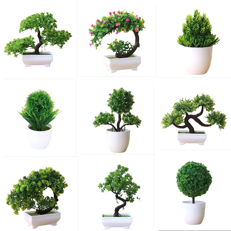 Plante artificielle bonsaï, petit arbre, ornement en pot pour table.