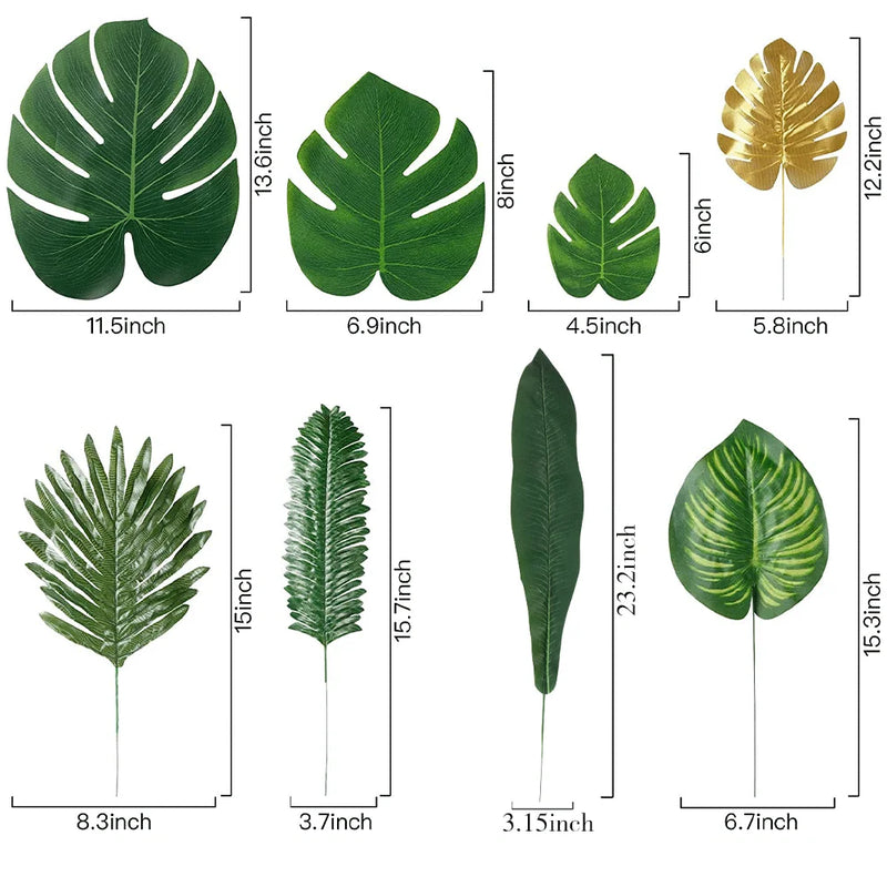 Feuilles artificielles de palmier tropical, feuilles de monstera,feuillage de jungle safarI