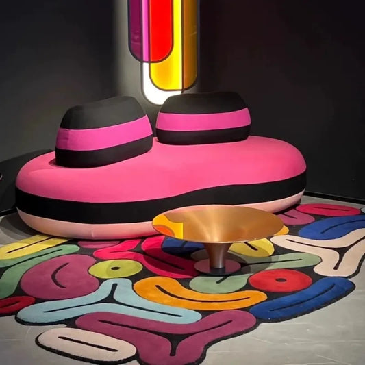 Tapis artistique irrégulier en peluche épais et lavable